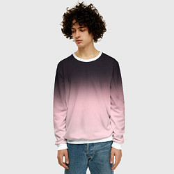 Свитшот мужской Градиент: от черного к розовому, цвет: 3D-белый — фото 2