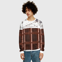 Свитшот мужской Темная плитка шоколада в обертке, цвет: 3D-белый — фото 2