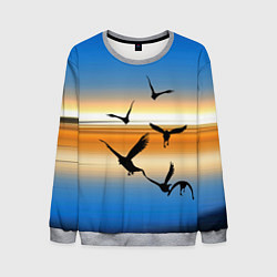 Свитшот мужской Вороны на закате, цвет: 3D-меланж