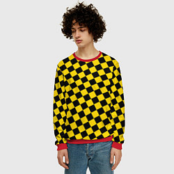 Свитшот мужской Черно-желтая мелкая клетка, цвет: 3D-красный — фото 2