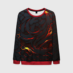Свитшот мужской Огненные разломленные плиты, цвет: 3D-красный