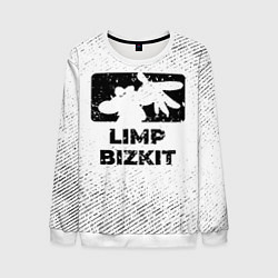 Свитшот мужской Limp Bizkit с потертостями на светлом фоне, цвет: 3D-белый