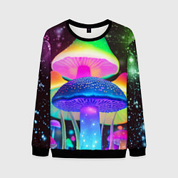 Свитшот мужской Волшебные светящиеся грибы и звезды, цвет: 3D-черный