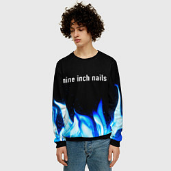 Свитшот мужской Nine Inch Nails blue fire, цвет: 3D-черный — фото 2
