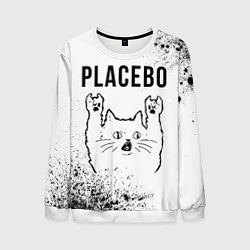 Свитшот мужской Placebo рок кот на светлом фоне, цвет: 3D-белый