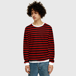 Свитшот мужской Темно-красные полосы, цвет: 3D-белый — фото 2