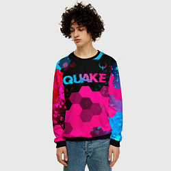 Свитшот мужской Quake - neon gradient: символ сверху, цвет: 3D-черный — фото 2