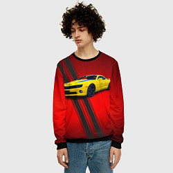 Свитшот мужской Спортивный американский автомобиль Chevrolet Camar, цвет: 3D-черный — фото 2