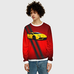 Свитшот мужской Итальянский гиперкар Lamborghini Aventador, цвет: 3D-белый — фото 2