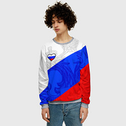 Свитшот мужской Сердечко - Россия, цвет: 3D-меланж — фото 2