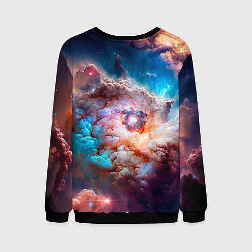 Мужской свитшот Небула в космосе в голубо-розовых тонах - нейронна / 3D-Черный – фото 2
