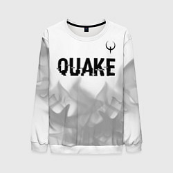Свитшот мужской Quake glitch на светлом фоне: символ сверху, цвет: 3D-белый