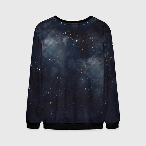 Мужской свитшот Корги и звездное небо - акварель / 3D-Черный – фото 2