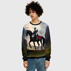 Свитшот мужской Воин рыцарь на лошади, цвет: 3D-черный — фото 2
