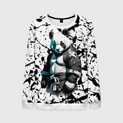 Свитшот мужской Panda samurai on the background of blots, цвет: 3D-белый