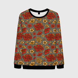 Свитшот мужской Японские цветы-пионы, цвет: 3D-черный