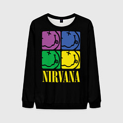 Свитшот мужской NIRVANA - смайлы, цвет: 3D-черный