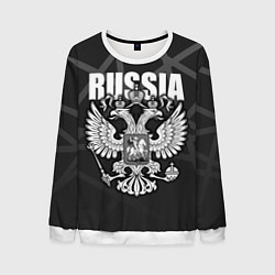 Свитшот мужской Russia - герб РФ, цвет: 3D-белый
