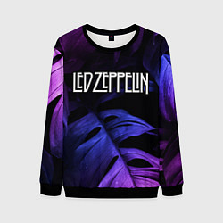 Свитшот мужской Led Zeppelin neon monstera, цвет: 3D-черный