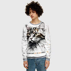 Свитшот мужской Время с кошкой никогда не потрачено зря, цвет: 3D-меланж — фото 2