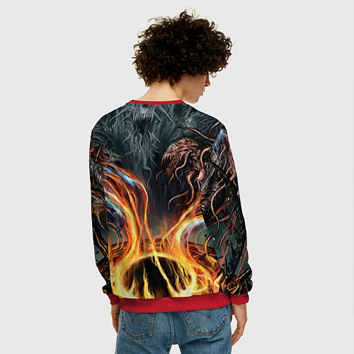 Мужской свитшот Гомер Симпсон играет на гитаре / 3D-Красный – фото 4