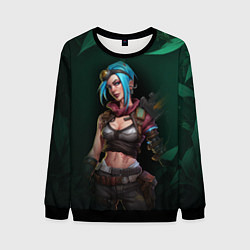 Свитшот мужской Jinx art green Arcane League of Legends, цвет: 3D-черный
