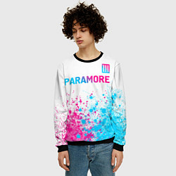 Свитшот мужской Paramore neon gradient style: символ сверху, цвет: 3D-черный — фото 2