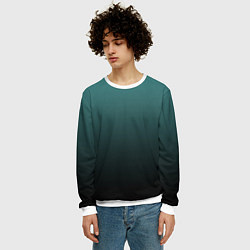 Свитшот мужской Градиент зелено-черный, цвет: 3D-белый — фото 2