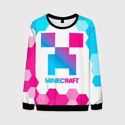 Свитшот мужской Minecraft neon gradient style, цвет: 3D-черный