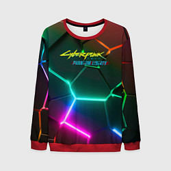 Свитшот мужской Cyberpunk 2077 phantom liberty logo neon, цвет: 3D-красный