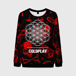 Свитшот мужской Coldplay rock glitch, цвет: 3D-черный
