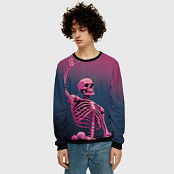 Свитшот мужской Розовый скелет, цвет: 3D-черный — фото 2