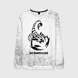 Свитшот мужской Scorpions с потертостями на светлом фоне, цвет: 3D-белый