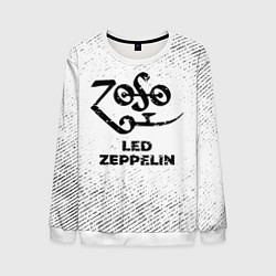 Свитшот мужской Led Zeppelin с потертостями на светлом фоне, цвет: 3D-белый