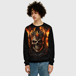 Свитшот мужской Лучший огненный череп, цвет: 3D-черный — фото 2