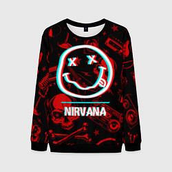 Свитшот мужской Nirvana rock glitch, цвет: 3D-черный