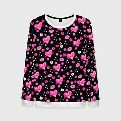 Свитшот мужской Черный фон, барби и цветы, цвет: 3D-белый