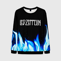 Свитшот мужской Led Zeppelin blue fire, цвет: 3D-черный