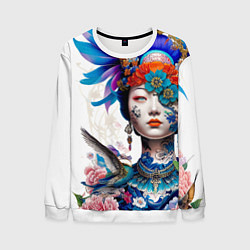 Свитшот мужской Japanese girl - irezumi - tattoo, цвет: 3D-белый