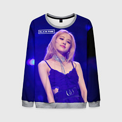 Свитшот мужской Rose Blackpink blue background, цвет: 3D-меланж