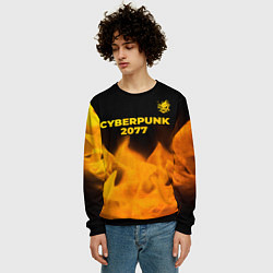 Свитшот мужской Cyberpunk 2077 - gold gradient: символ сверху, цвет: 3D-черный — фото 2