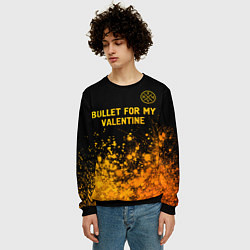 Свитшот мужской Bullet For My Valentine - gold gradient: символ св, цвет: 3D-черный — фото 2