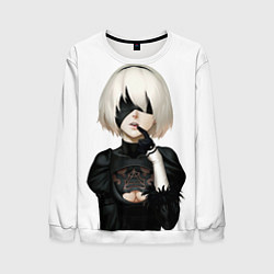 Свитшот мужской Nier: Automata - 2B Кибергражданка, цвет: 3D-белый