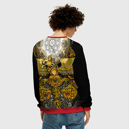 Мужской свитшот Золотой орёл - славянский орнамент / 3D-Красный – фото 4