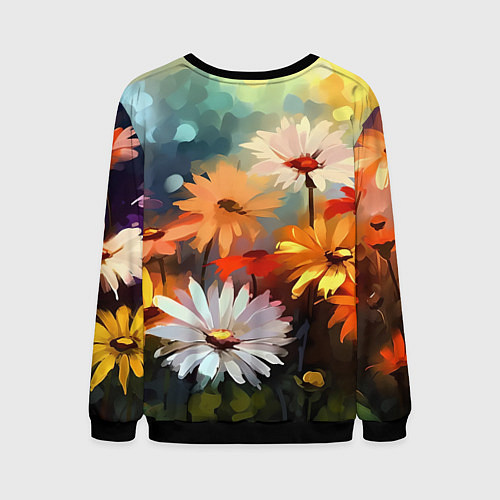 Мужской свитшот Маслянные ромашки / 3D-Черный – фото 2