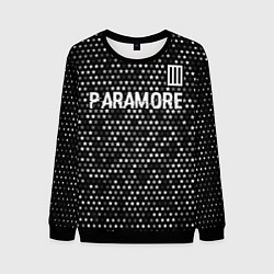 Свитшот мужской Paramore glitch на темном фоне: символ сверху, цвет: 3D-черный