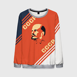 Свитшот мужской Ленин на красном фоне, цвет: 3D-меланж