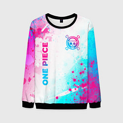 Свитшот мужской One Piece neon gradient style: надпись, символ, цвет: 3D-черный