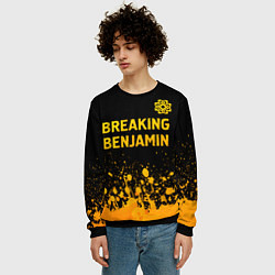 Свитшот мужской Breaking Benjamin - gold gradient: символ сверху, цвет: 3D-черный — фото 2