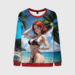 Мужской свитшот Девушка с рыжими волосами на пляже